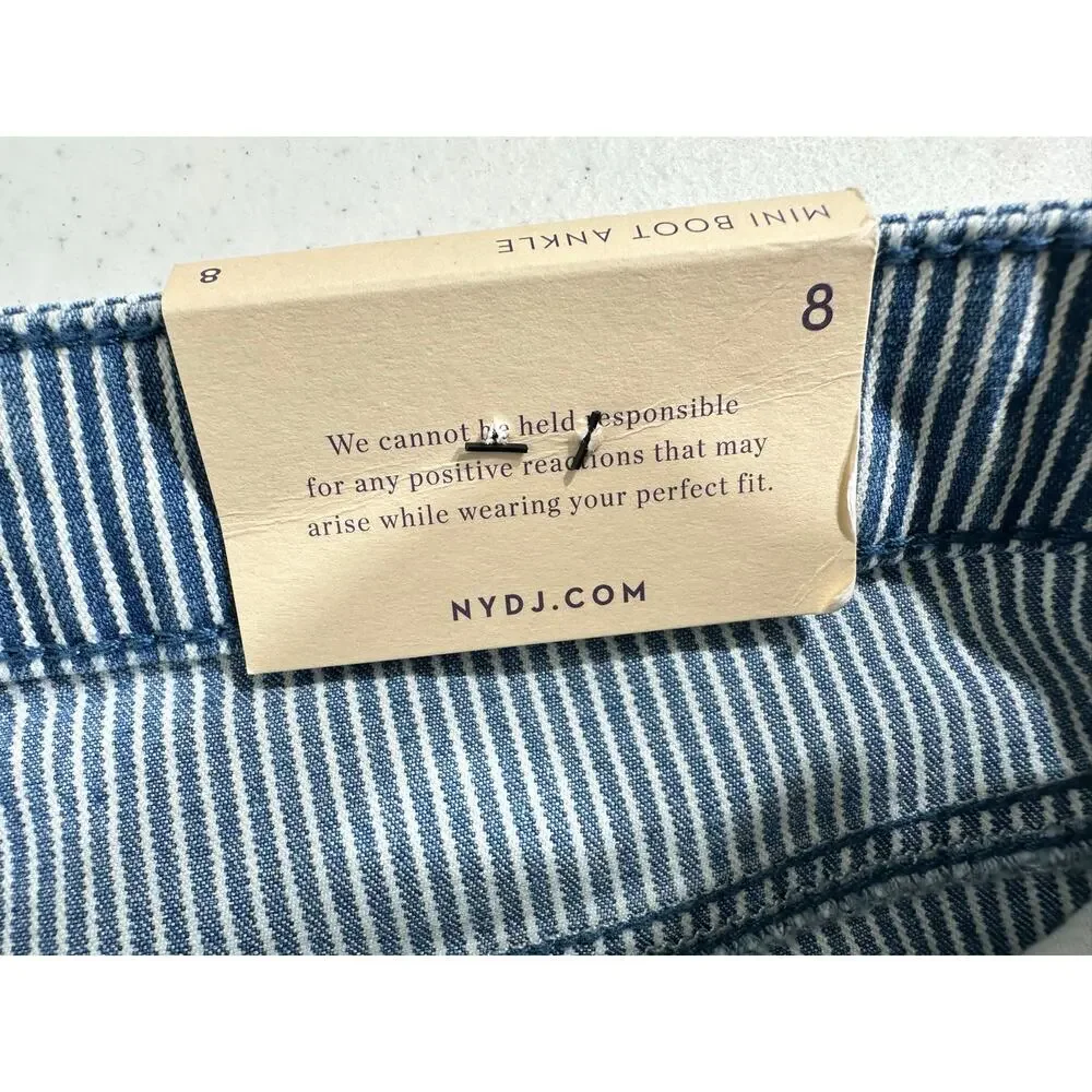 NYDJ Billie Mini Bootcut Ankle‎ Jeans Size 8 (32x27) High Rise Denim Blue Stripe